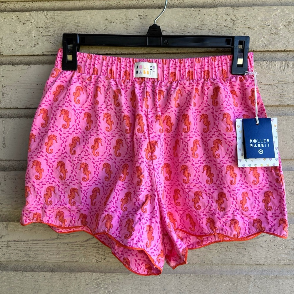 NWT Women's Seahorse Poplin Boxer Shorts Pink - Roller Rabbit × Target XS
